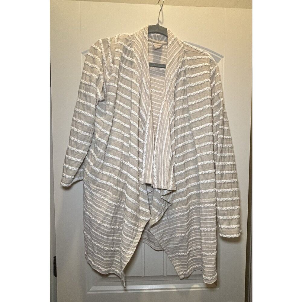 Chico Cardigan 4 Open Front Drape Topper Beige An… - image 3